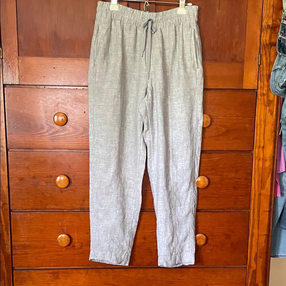 Athleta Light Gray linen. Straight-Leg Drawstring Pants